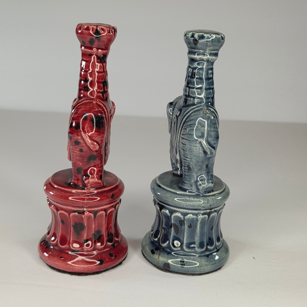 Elephant Ceramic Figurines Chess Red Blue Miniature - Picture 4 of 5